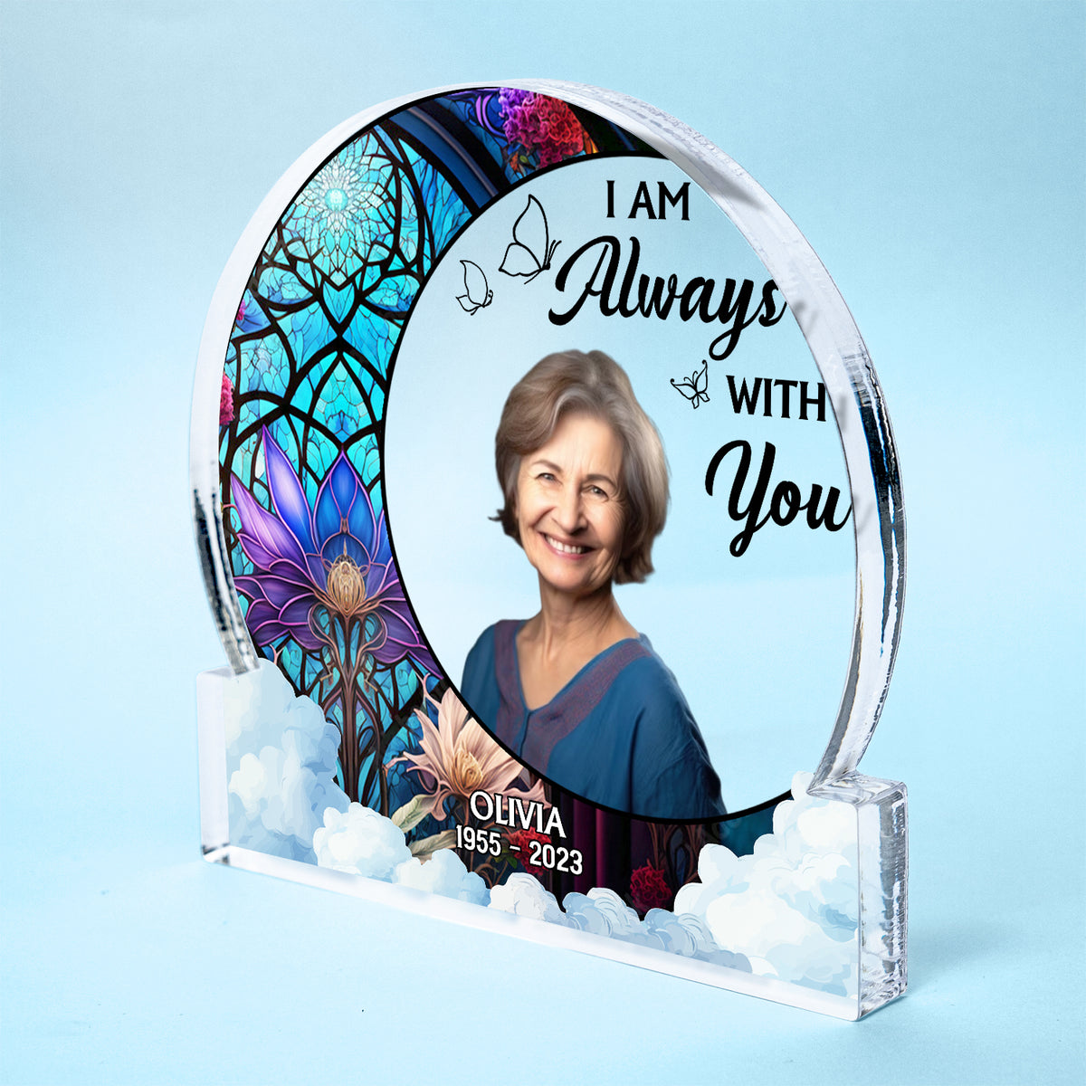 Custom Photo Always With You - Memorial Gift - Personalized Round Shap ...