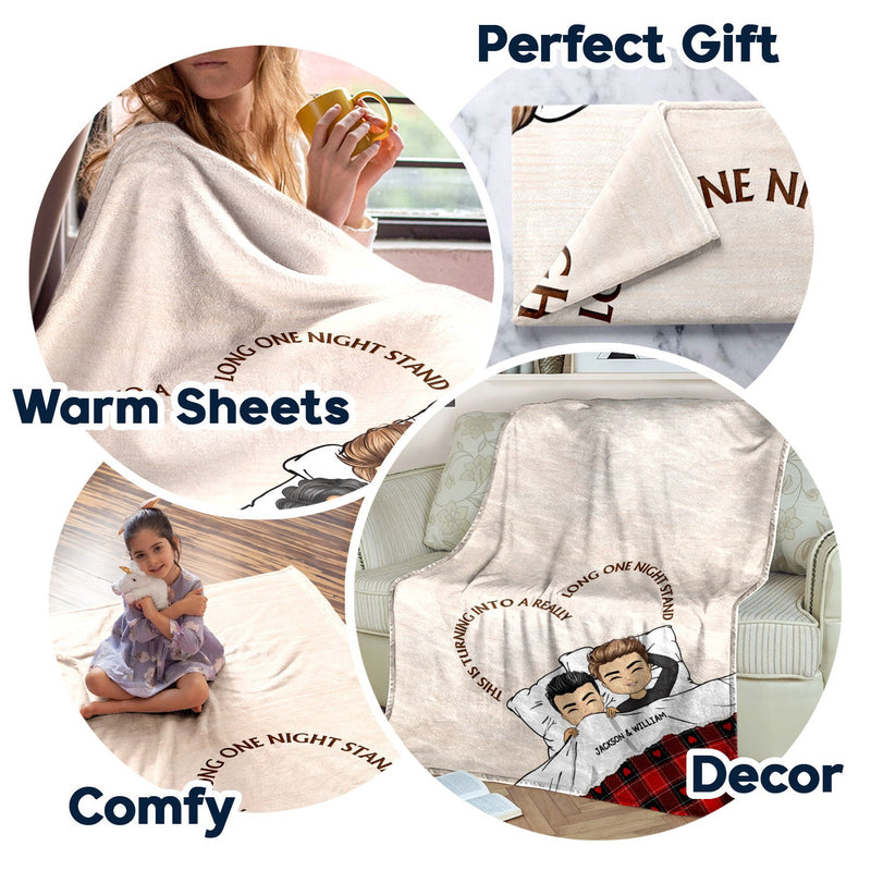 Couple Turning Into A Long One Night Stand - Gift For Couples - Personalized Fleece Blanket