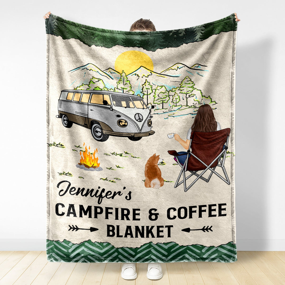 Camping Campfire & Beer Blanket Gift For Camping Lovers Personaliz Wander Prints™