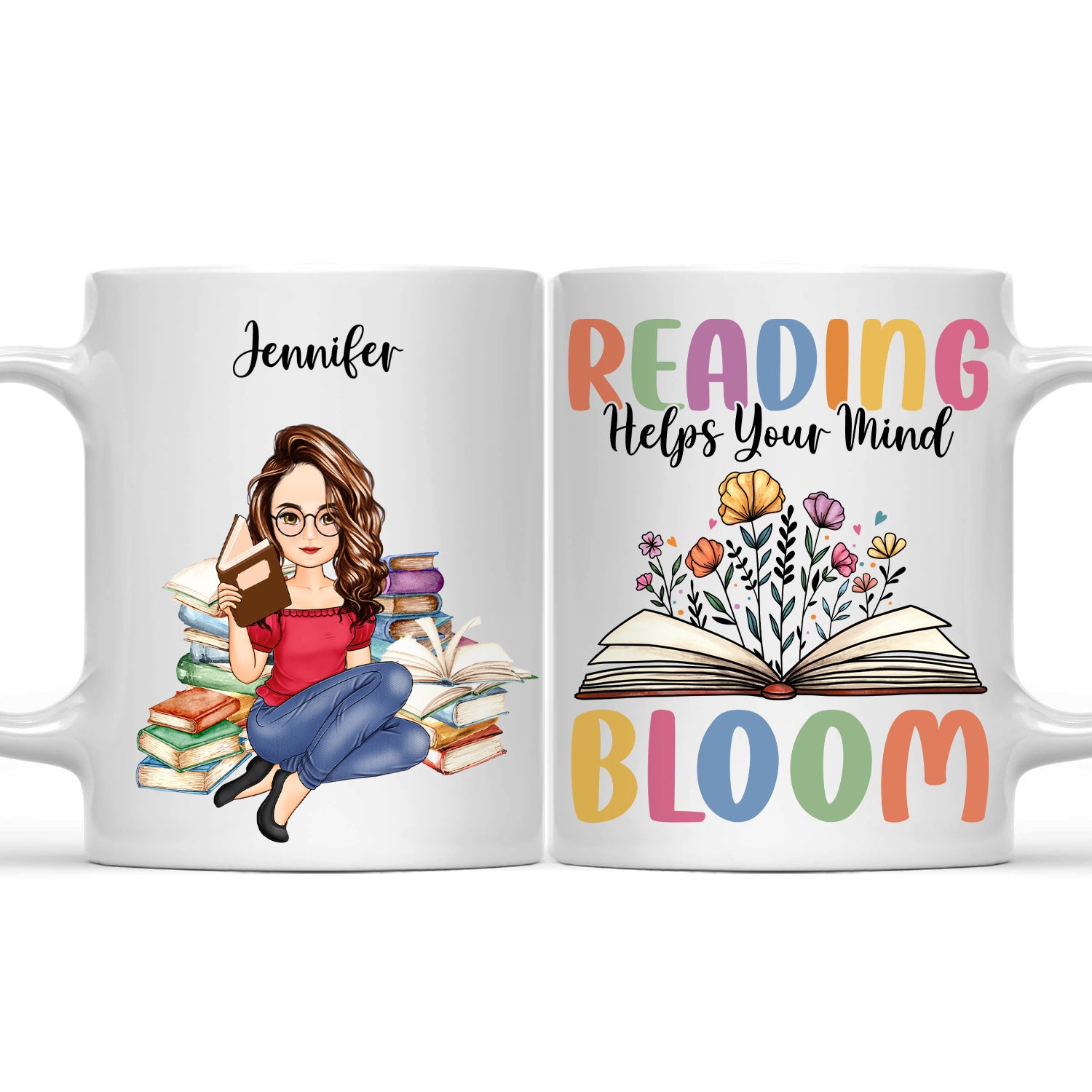 Reading Help Your Mind Bloom - Gift For Book Lovers - Personalized Mug