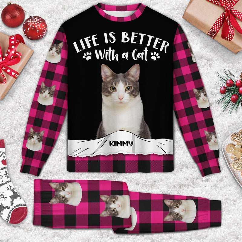 Custom Photo Life Is Better - Gift For Pet Lovers - Personalized Unisex Pajamas Set