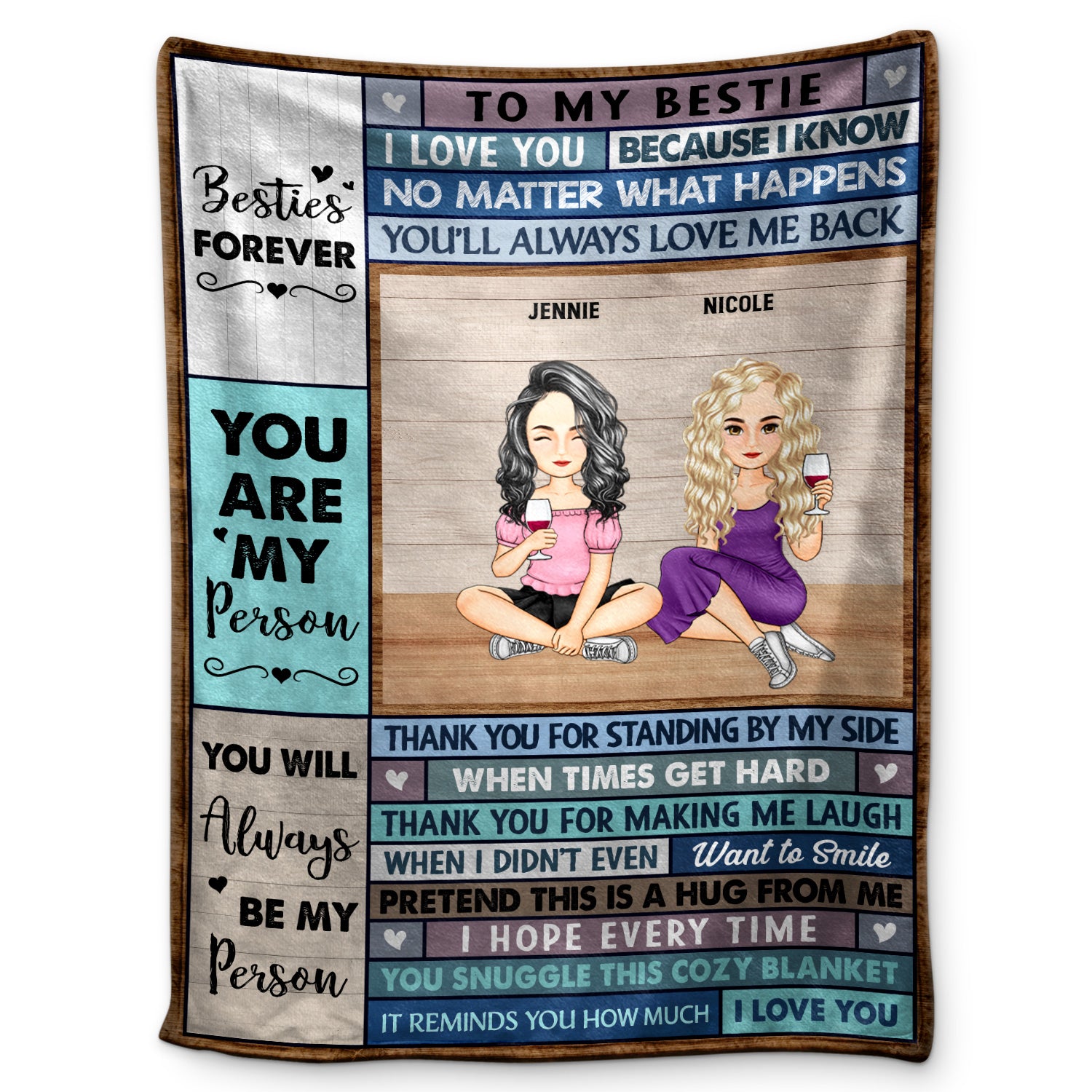 To My Bestie Sister Snuggle Blanket - Gift For Besties, Sisters - Personalized Fleece Blanket, Sherpa Blanket