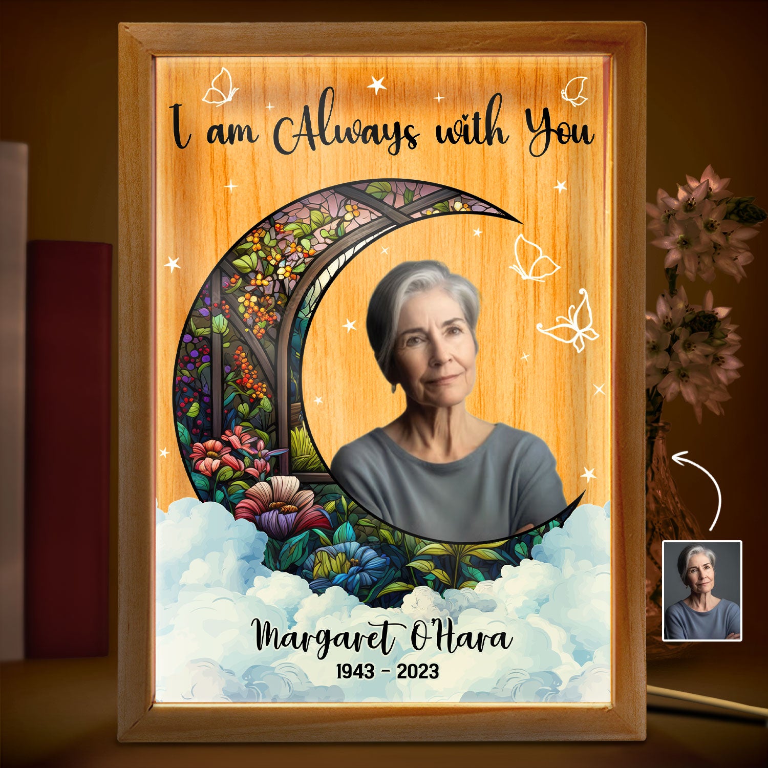 Custom Photo Always With You - Memorial Gift - Personalized Picture Frame Light Box