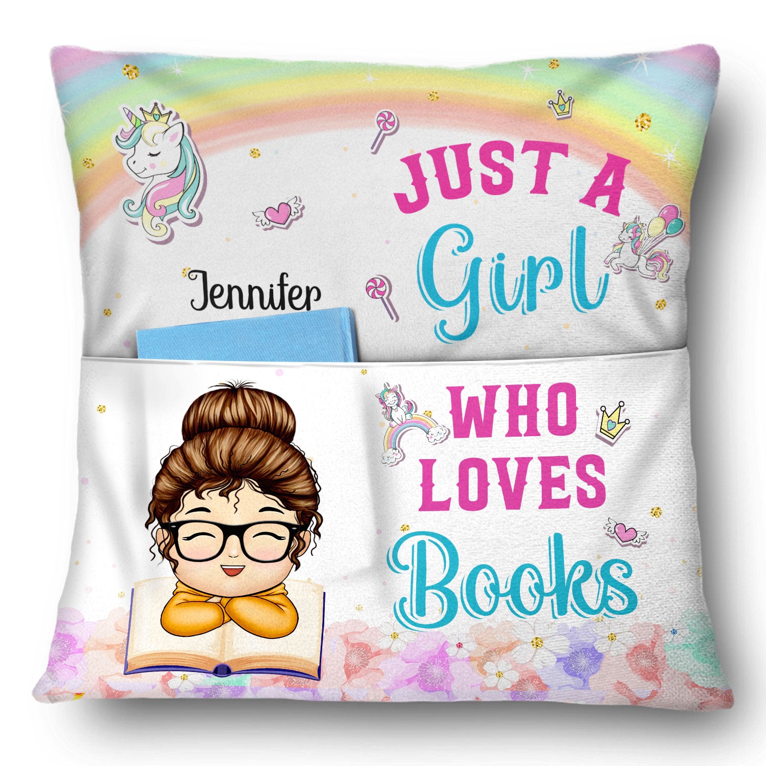 Kid Just A Girl Boy Who Loves Books - Gift For Book Lovers - Personalized Pocket Pillow