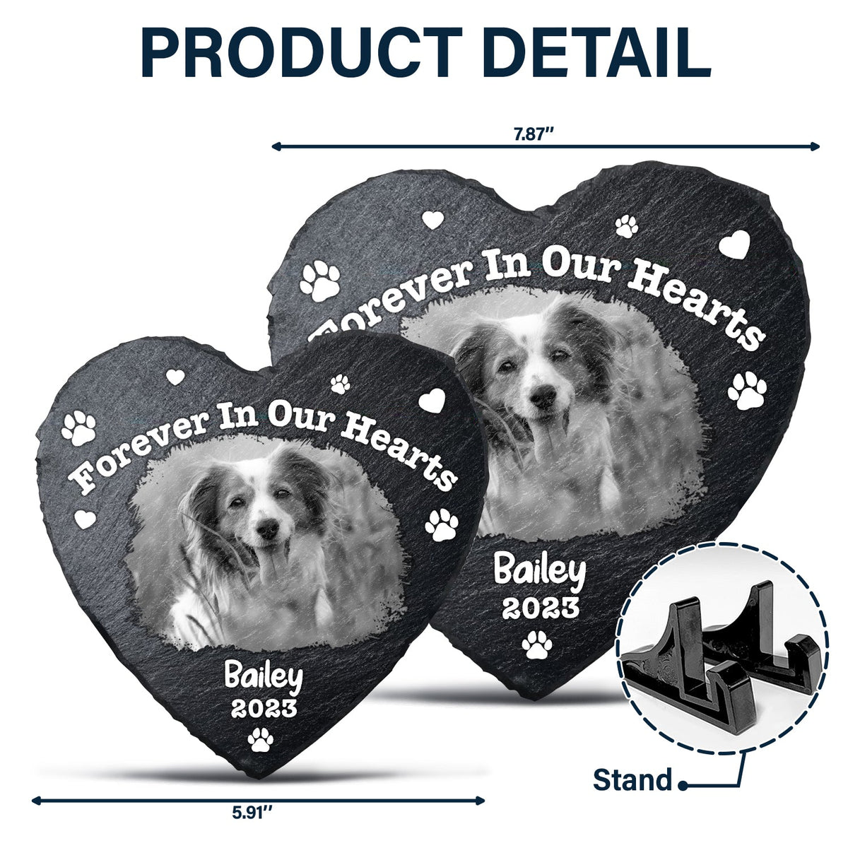 Custom Photo Pet Memorial Forever In Our Hearts - Memorial Gift For Pet Lovers - Personalized Heart Memorial Garden Stone