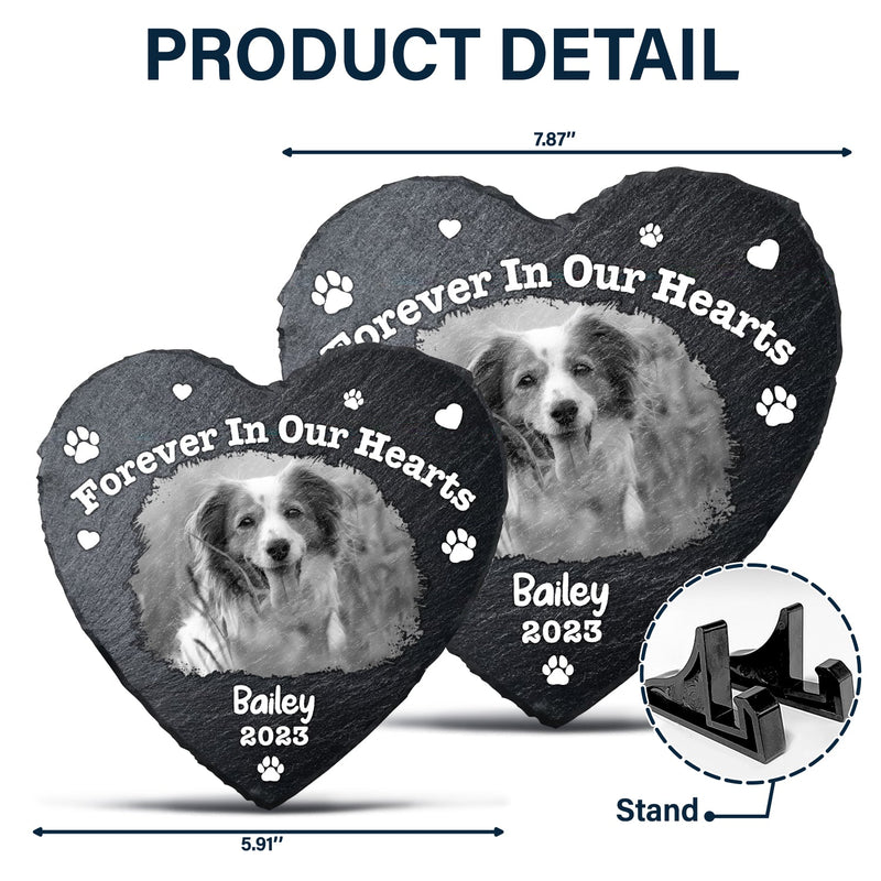 Custom Photo Pet Memorial Forever In Our Hearts - Memorial Gift For Pet Lovers - Personalized Heart Memorial Garden Stone
