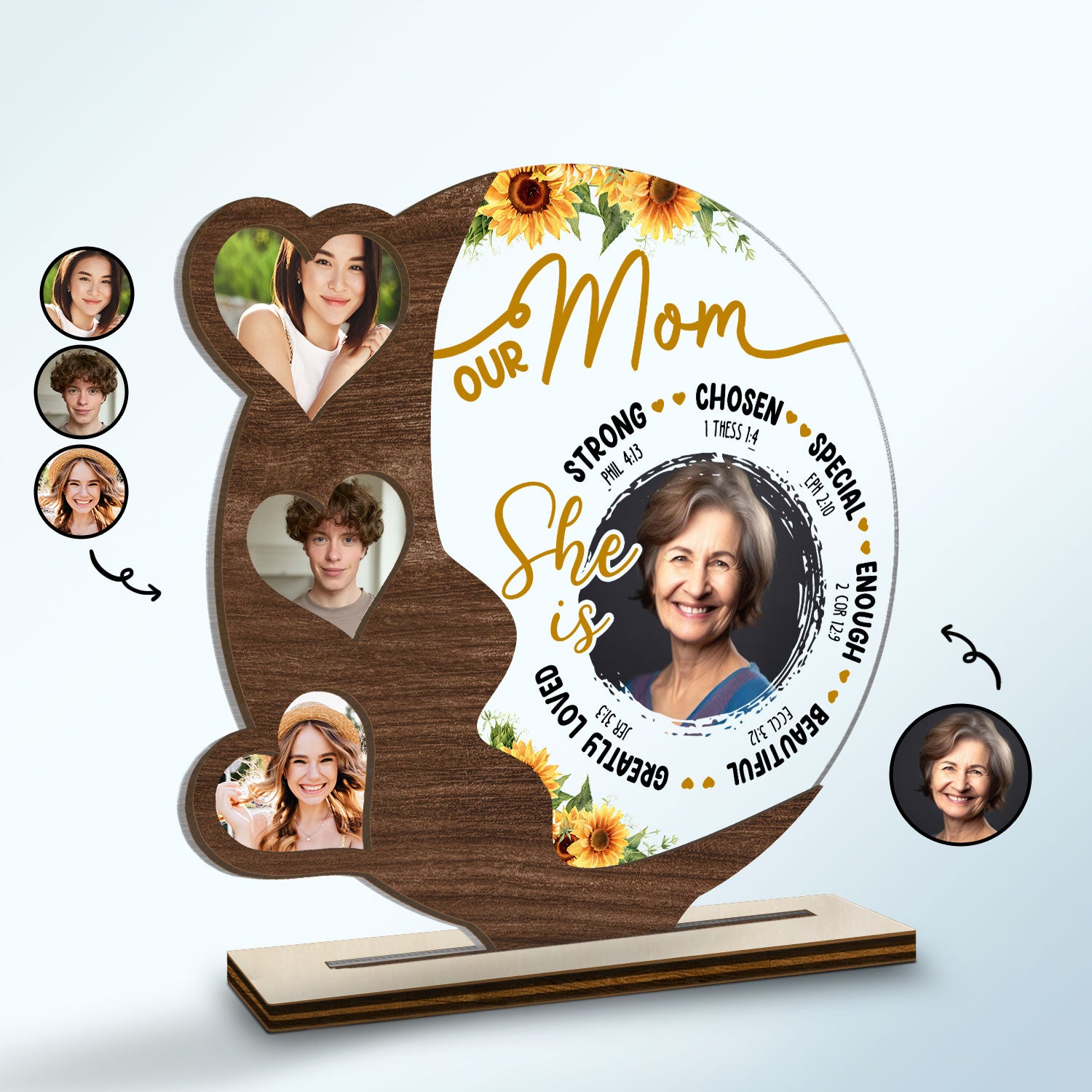 Custom Photo She Is Strong - Gift For Mother - Personalized Custom Shaped 2-Layered Acrylic Wooden Plaque