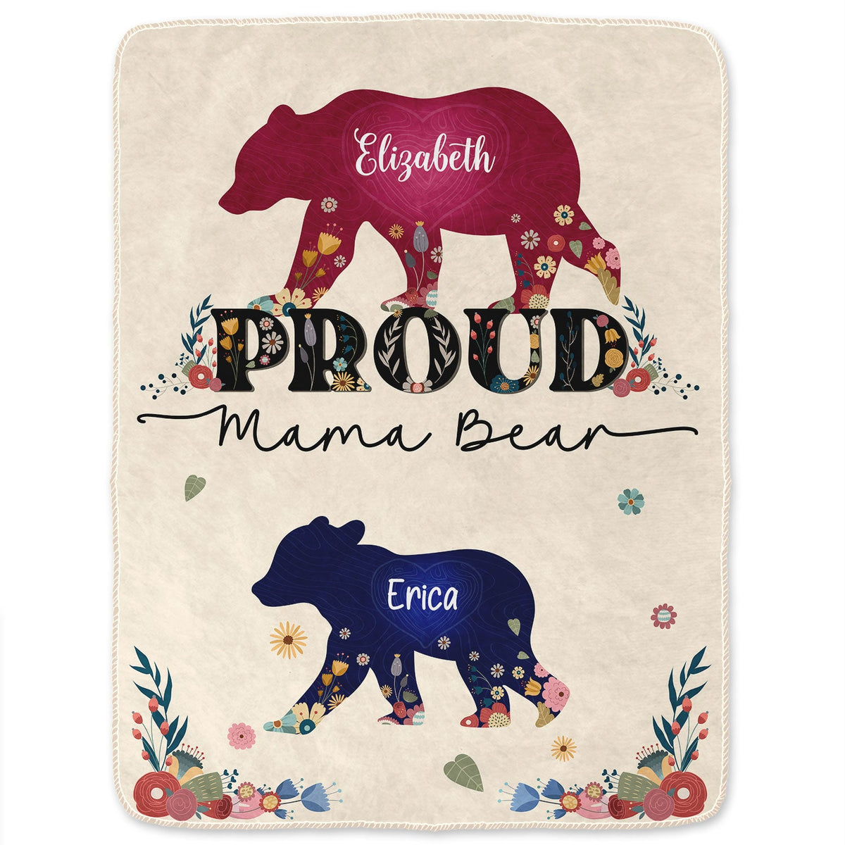 Fière maman ourse - Cadeau pour maman - Couverture polaire personnalisée, couverture sherpa