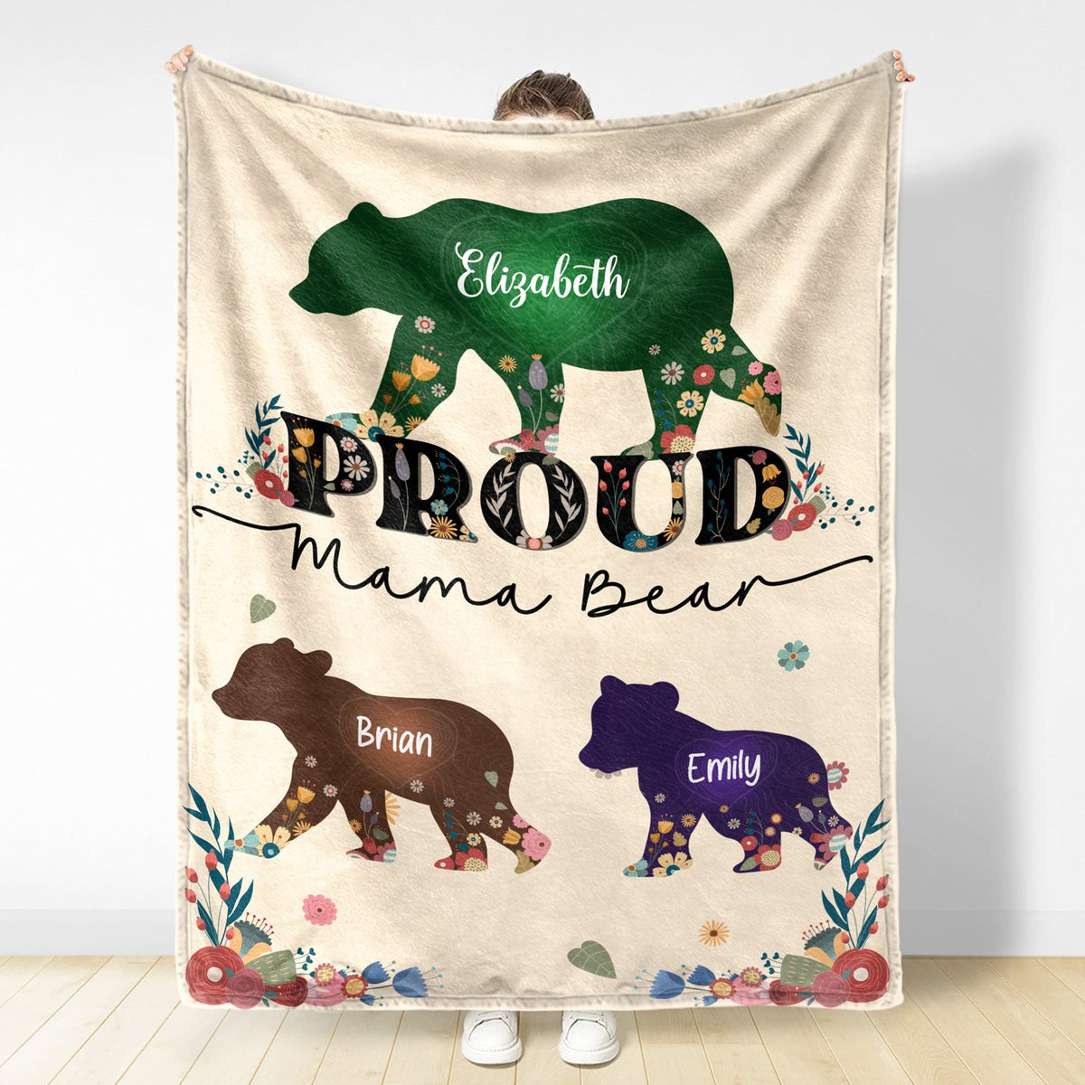 Fière maman ourse - Cadeau pour maman - Couverture polaire personnalisée, couverture sherpa