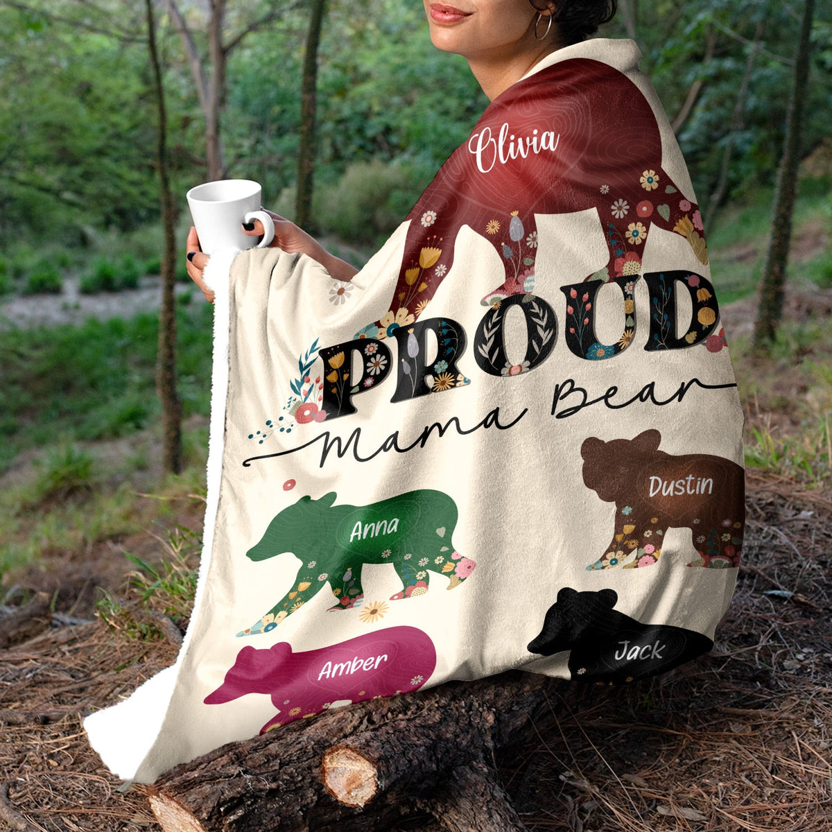 Fière maman ourse - Cadeau pour maman - Couverture polaire personnalisée, couverture sherpa