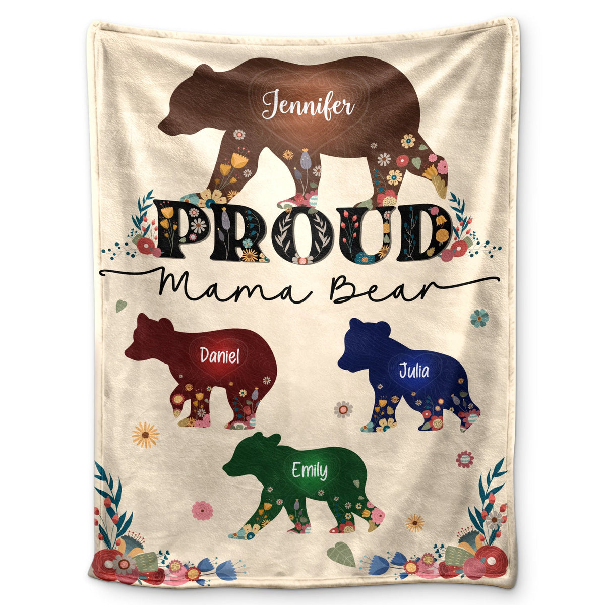 Fière maman ourse - Cadeau pour maman - Couverture polaire personnalisée, couverture sherpa