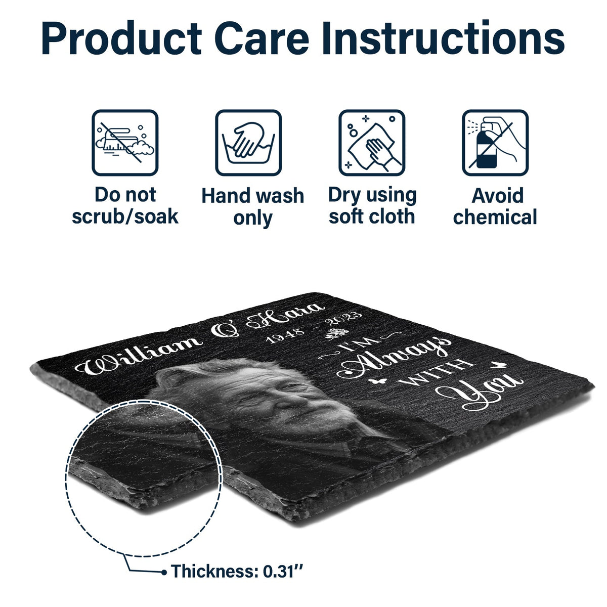 Custom Photo In Loving Memory - Memorial Gift For Family - Personalized Rectangle Memorial Garden Stone