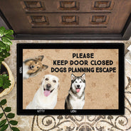 Custom Photo Cats Dogs Planning Escape - Gift For Pet Lovers - Personalized Doormat