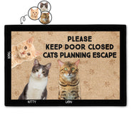 Custom Photo Cats Dogs Planning Escape - Gift For Pet Lovers - Personalized Doormat