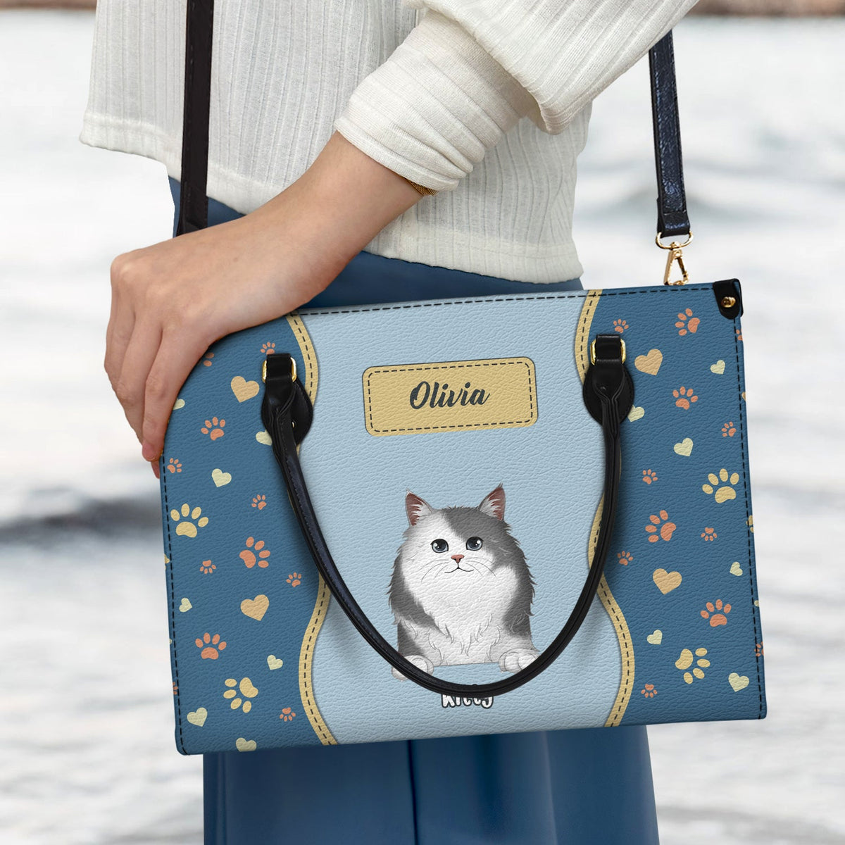 Fur Mom With Love - Gift For Pet Lovers, Pet Mom - Personalized Leather Bag