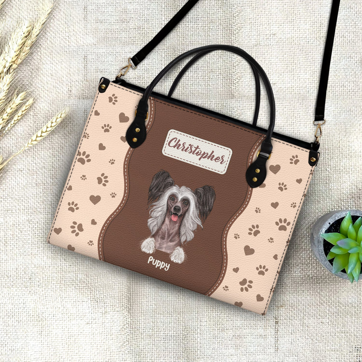 Fur Mom With Love - Gift For Pet Lovers, Pet Mom - Personalized Leather Bag