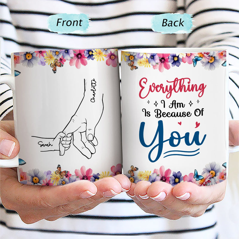 Mom Grandma Everything We Are - Gift For Mother, Grandmother - Personalized White Edge-to-Edge Mug