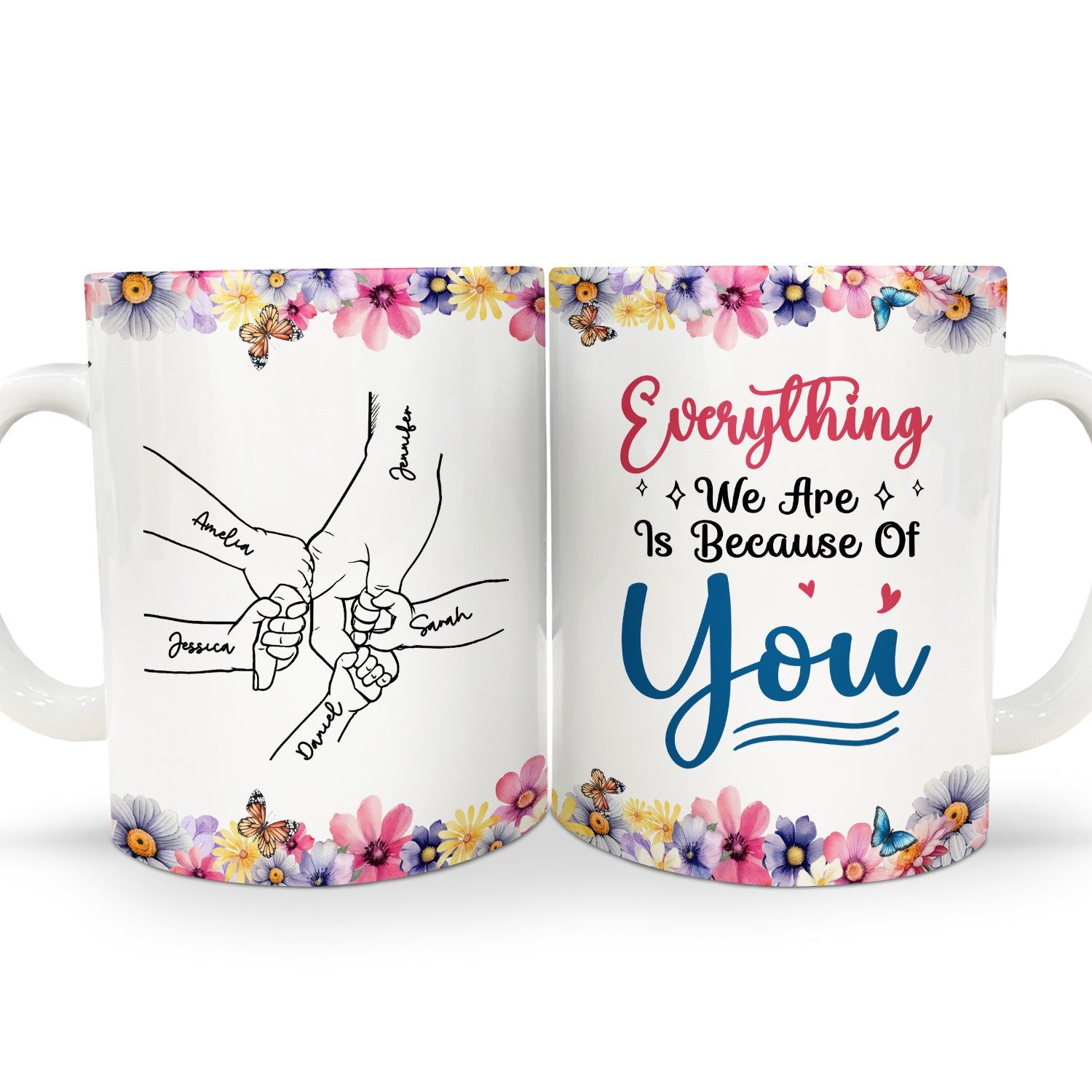 Mom Grandma Everything We Are - Gift For Mother, Grandmother - Personalized White Edge-to-Edge Mug