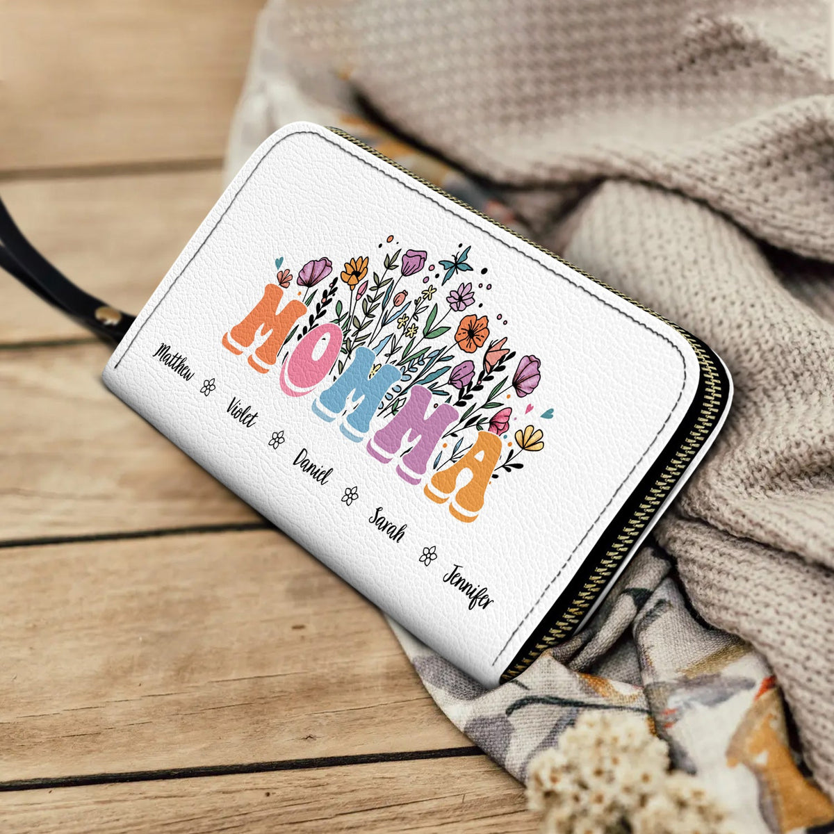 Personalized Grandma Butterfly Long Wallet – Custom Kids Names up to 7 Children – Wallet Gift for Grandma from Grandkids