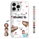 Photo personnalisée pour enfants à qui appartient ce papa et cette maman - Cadeau pour maman et papa - Coque de téléphone transparente personnalisée