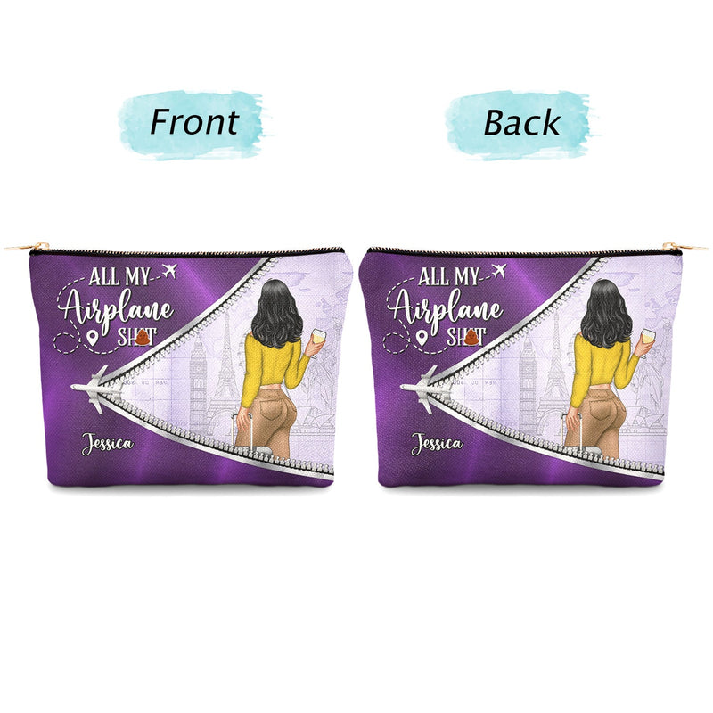 Toutes mes conneries de voyage - Cadeau amusant pour les amoureux du voyage, les voyageurs et les femmes - Trousse de maquillage personnalisée