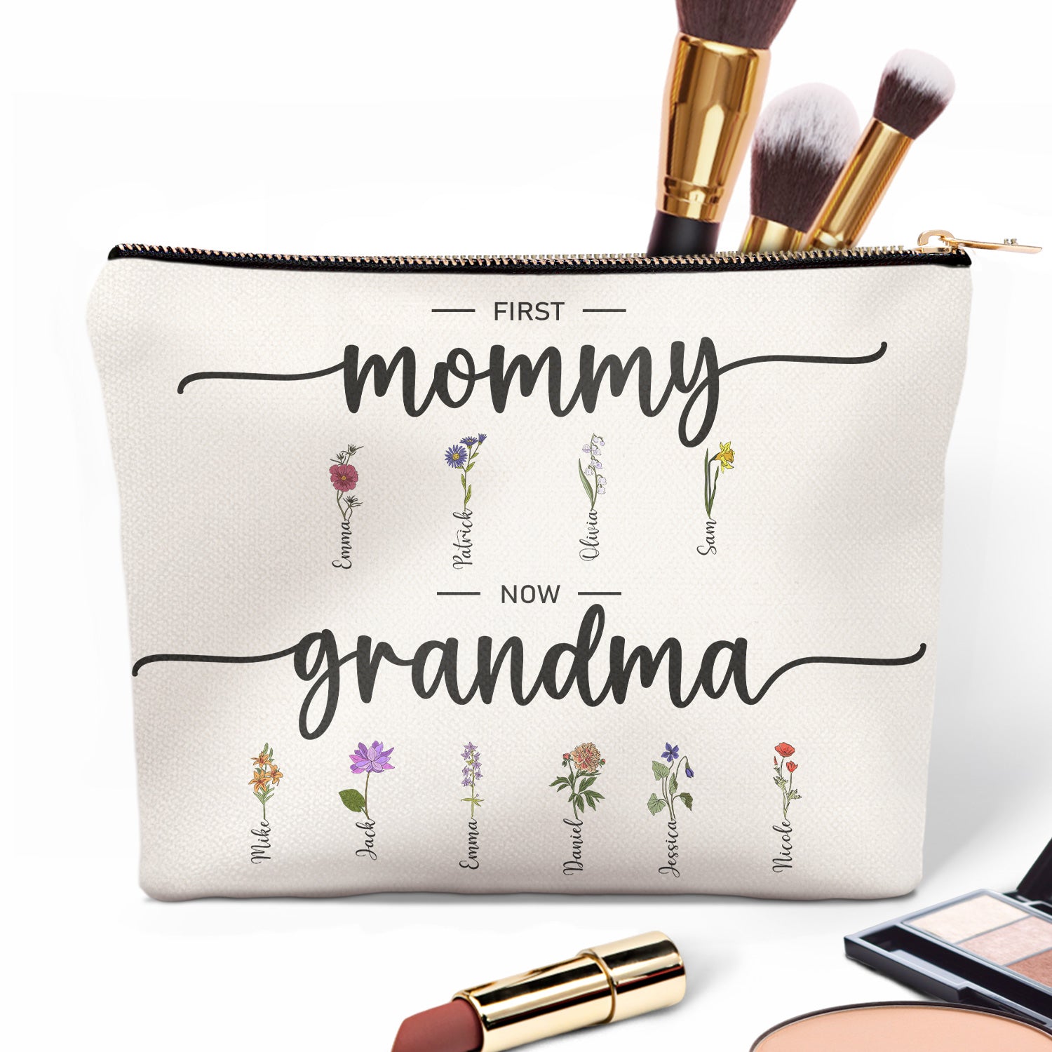 First Mom Now Grandma - Birthday, Loving Gift For Mother, Grandmother - Personalized Cosmetic Bag