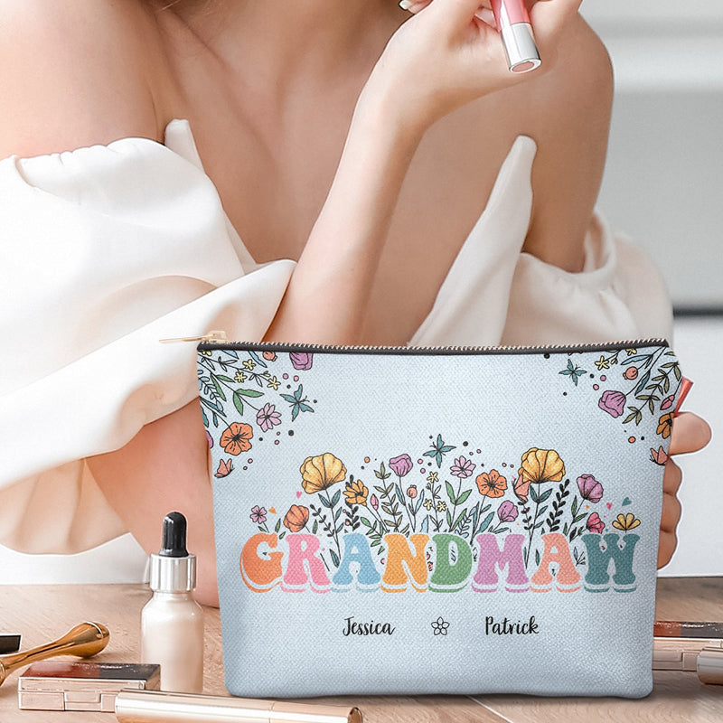 Mom Grandma Floral - Gift For Mother, Grandmother - Personalized Cosmetic Bag