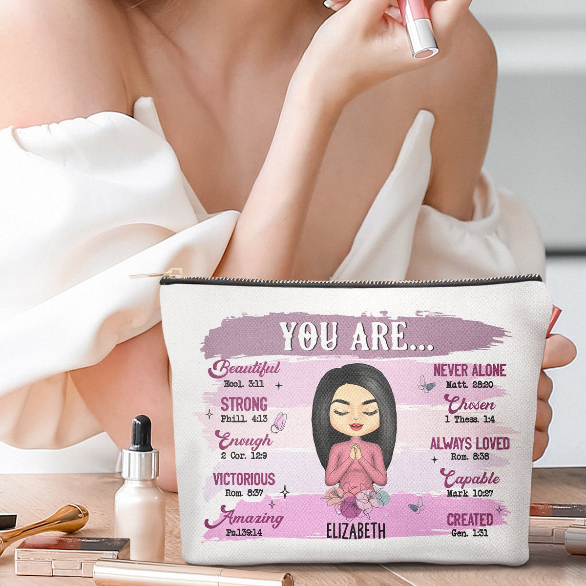 Tu es belle - Cadeau pour toi, cadeau pour femme, cadeau pour elle - Trousse de maquillage personnalisée