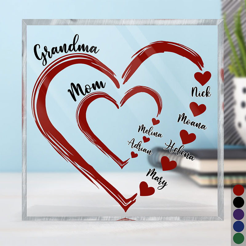 Mom's Grandma's Sweethearts - Gift For Mother, Grandmother - Personalized Square Shaped Acrylic Plaque