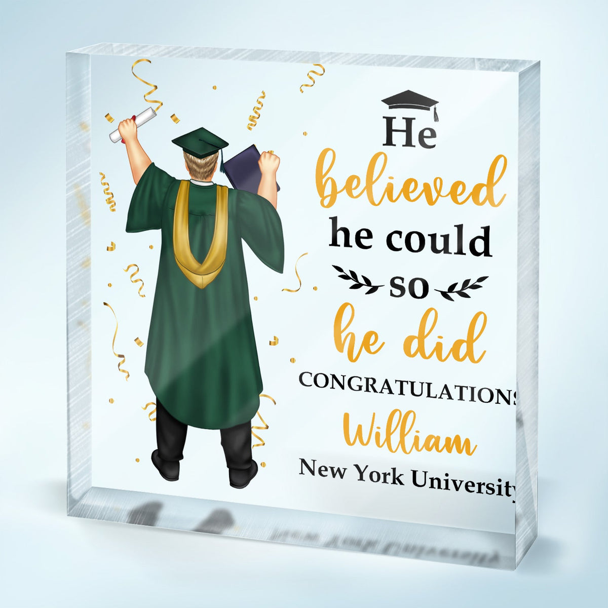 Elle croyait qu'elle pouvait - Cadeau de remise de diplôme, cadeau pour amis - Plaque acrylique carrée personnalisée