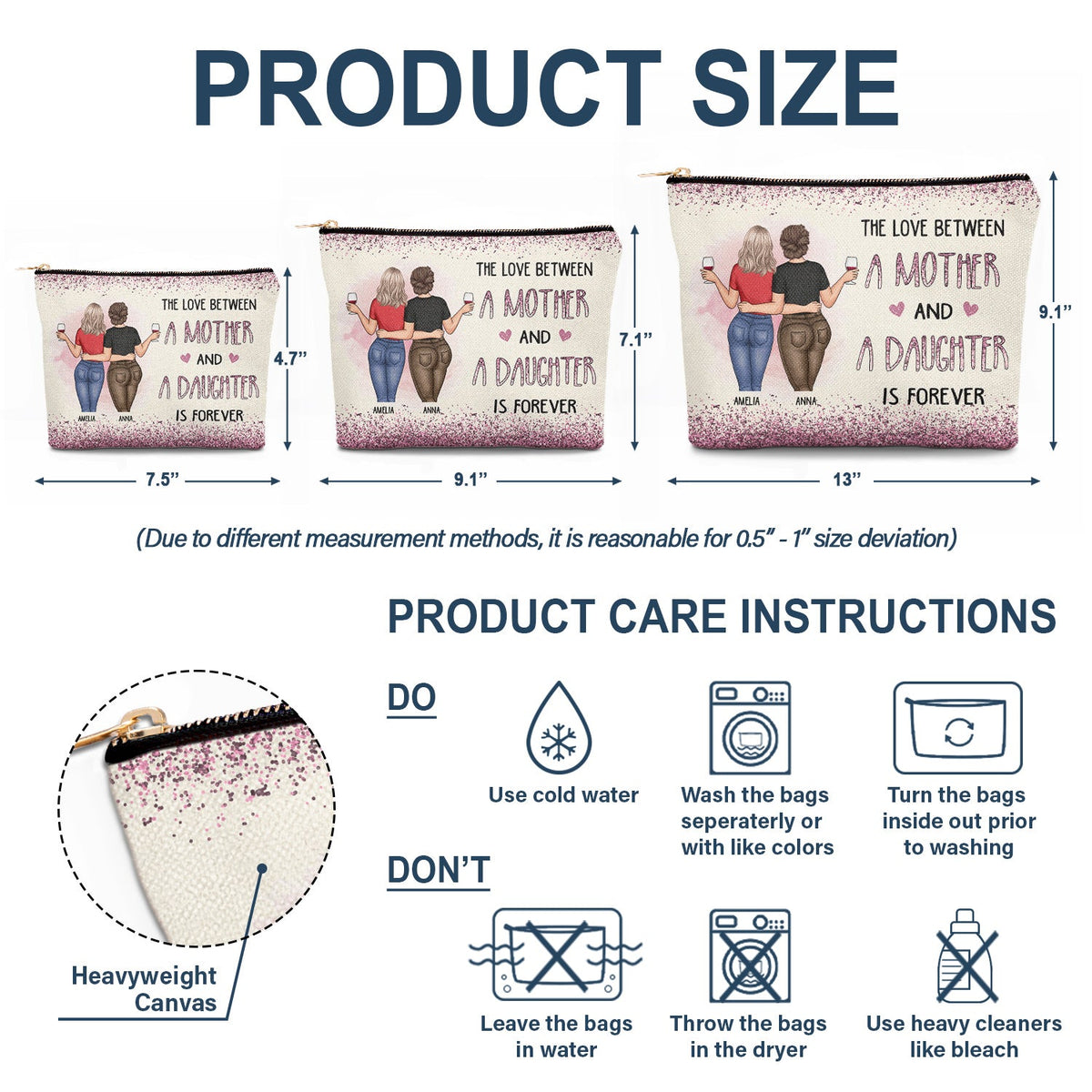 Like Mother Like Daughter - Gift For Mom, Mother - Personalized Cosmetic Bag