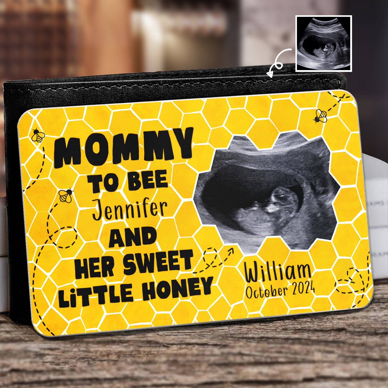 Custom Photo Mommy To Bee - Gift For New Mother - Personalized Aluminum Wallet Card