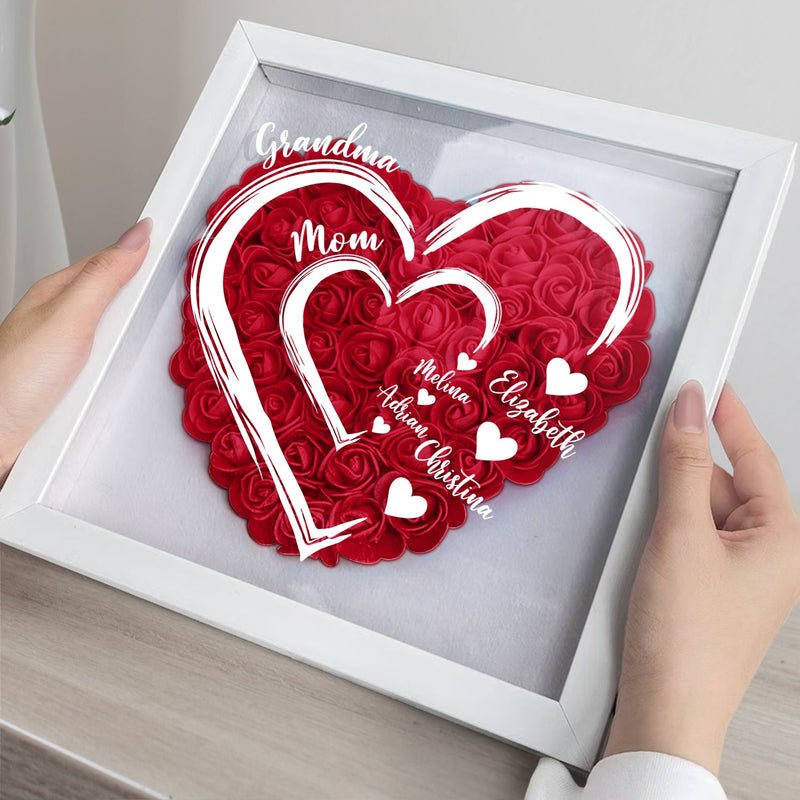 Mom's Grandma's Sweethearts - Gift For Mother, Grandmother - Personalized Flower Shadow Box