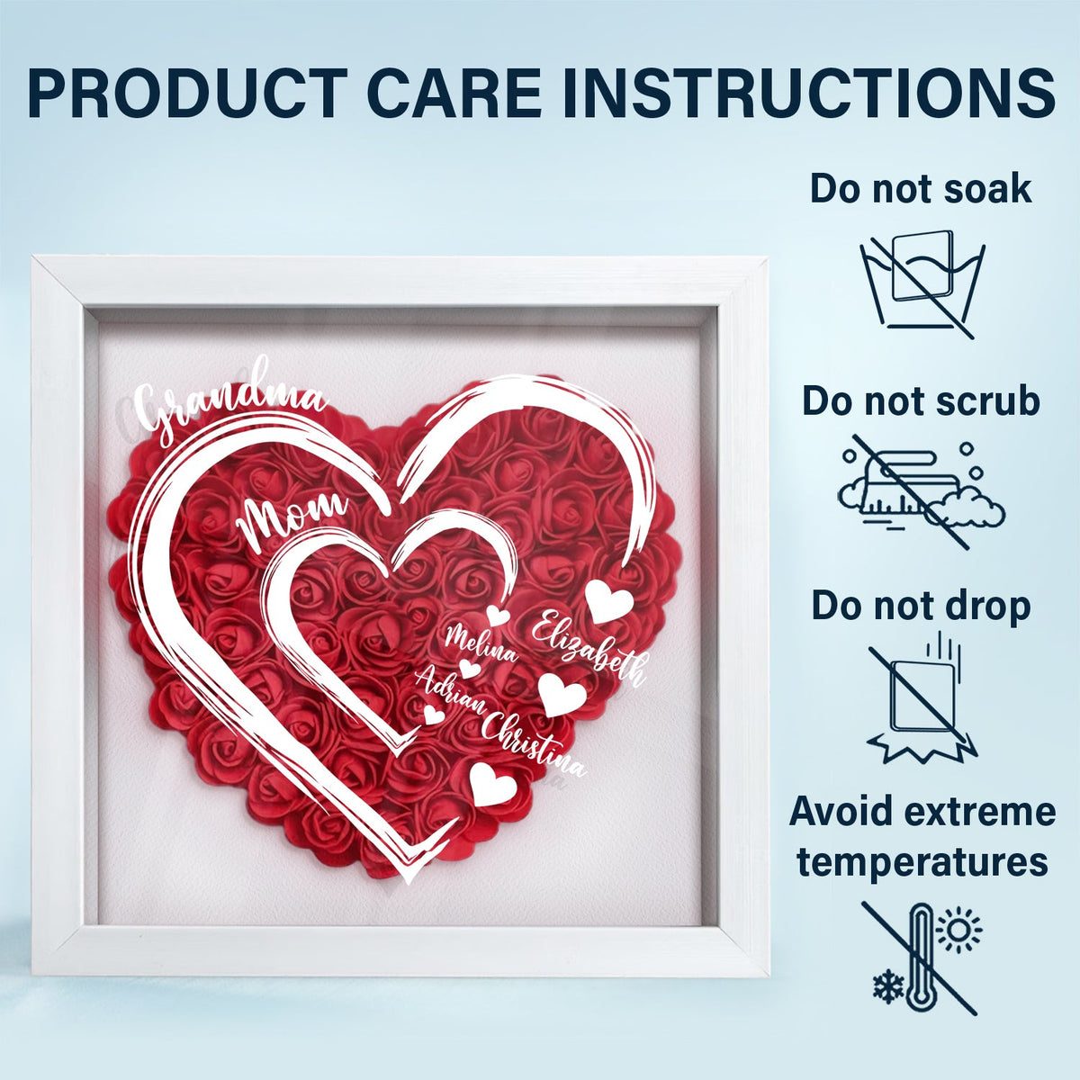 Mom's Grandma's Sweethearts - Gift For Mother, Grandmother - Personalized Flower Shadow Box