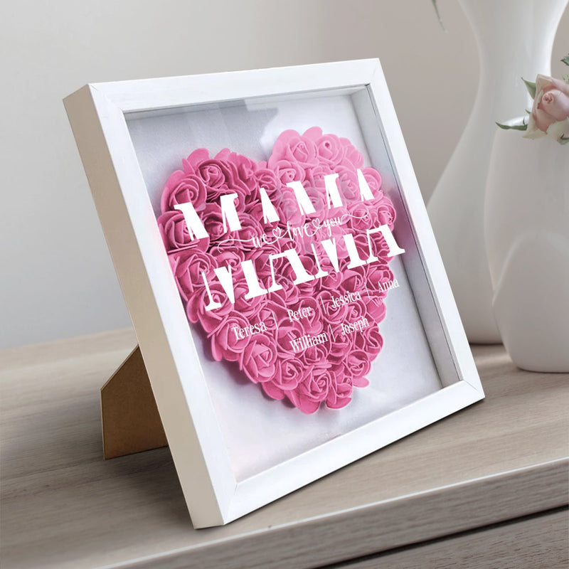 Mom Grandma We Love You - Gift For Mother, Grandmother - Personalized Flower Shadow Box