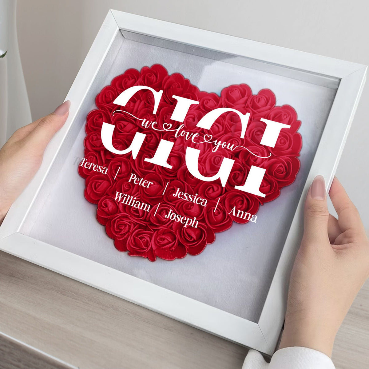 Mom Grandma We Love You - Gift For Mother, Grandmother - Personalized Flower Shadow Box