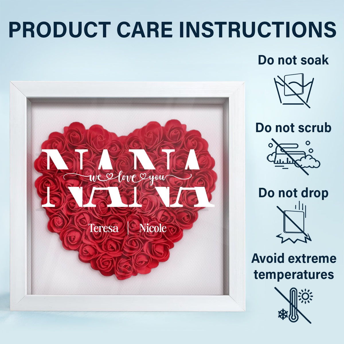 Mom Grandma We Love You - Gift For Mother, Grandmother - Personalized Flower Shadow Box