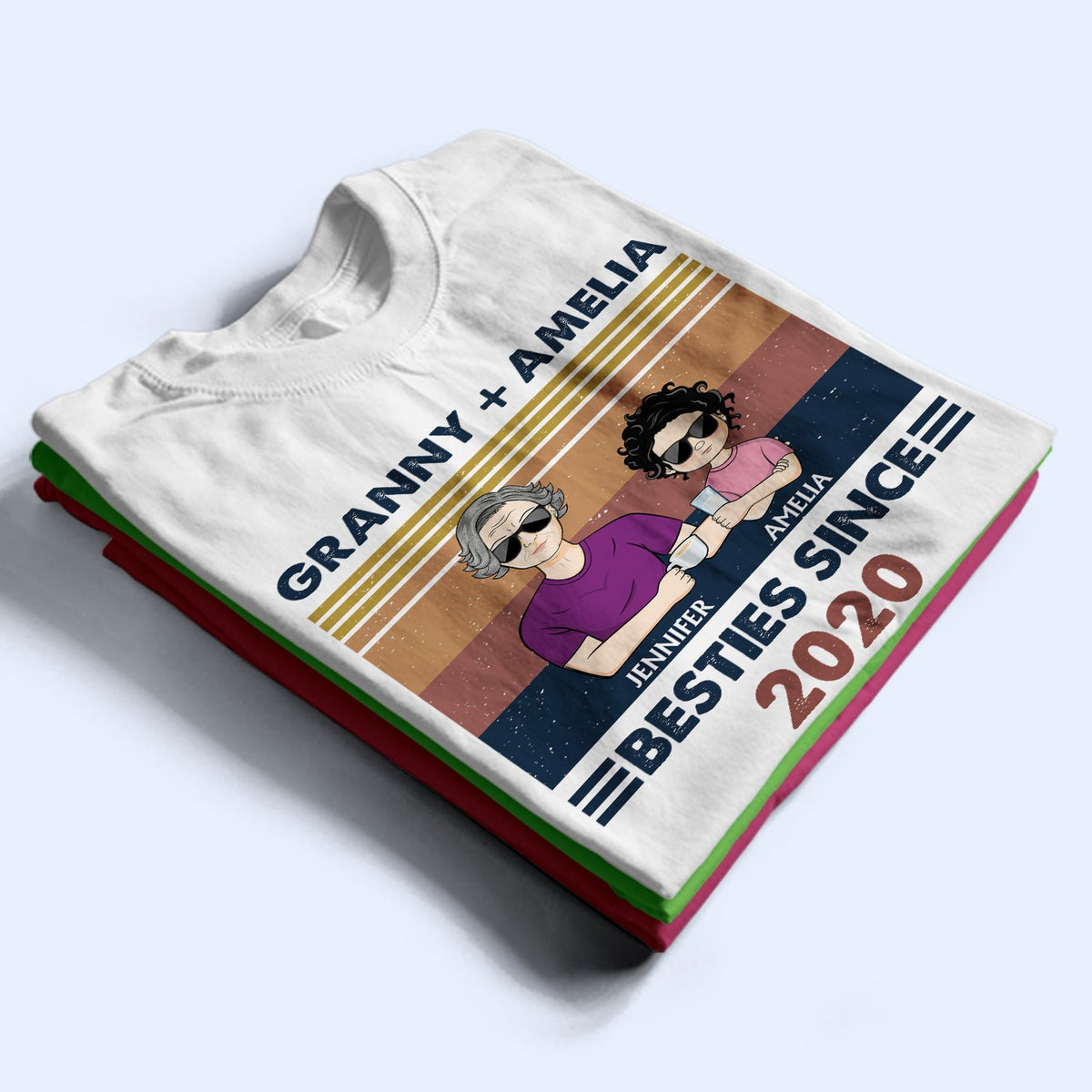 Grandpa Grandma & Grandkids Besties Since - Gift For Grandparents, Gift For Parents - Personalized T Shirt