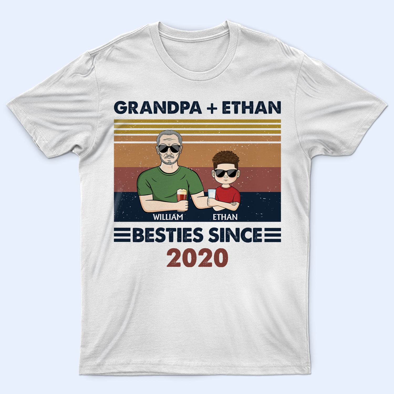 Grandpa Grandma & Grandkids Besties Since - Gift For Grandparents, Gift For Parents - Personalized T Shirt
