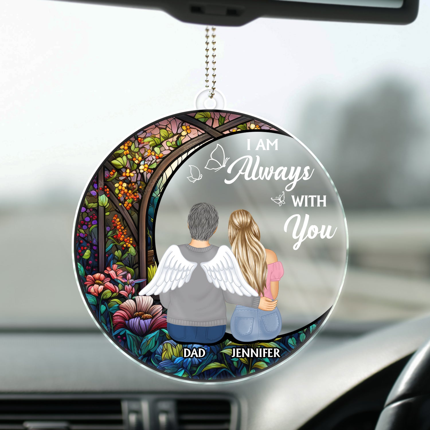 Always With You - Grandpa, Dad Memorial Gift - Personalized Acrylic Car Hanger