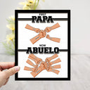 First Dad Now Grandpa Hand Punch - Gift For Father, Grandpa - Personalized 2-Layered Wooden Plaque With Stand