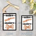 First Dad Now Grandpa Hand Punch - Gift For Father, Grandpa - Personalized 2-Layered Wooden Plaque With Stand