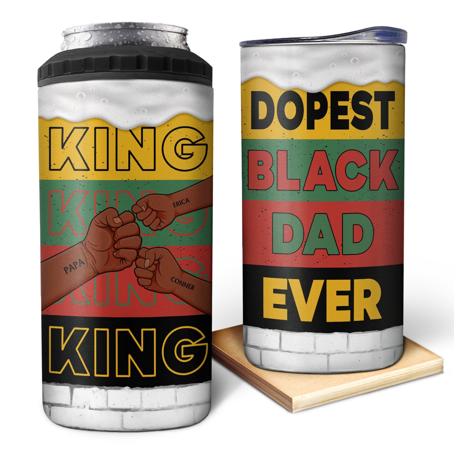 Dopest Black Dad Ever - Personalized 4 In 1 Can Cooler Tumbler
