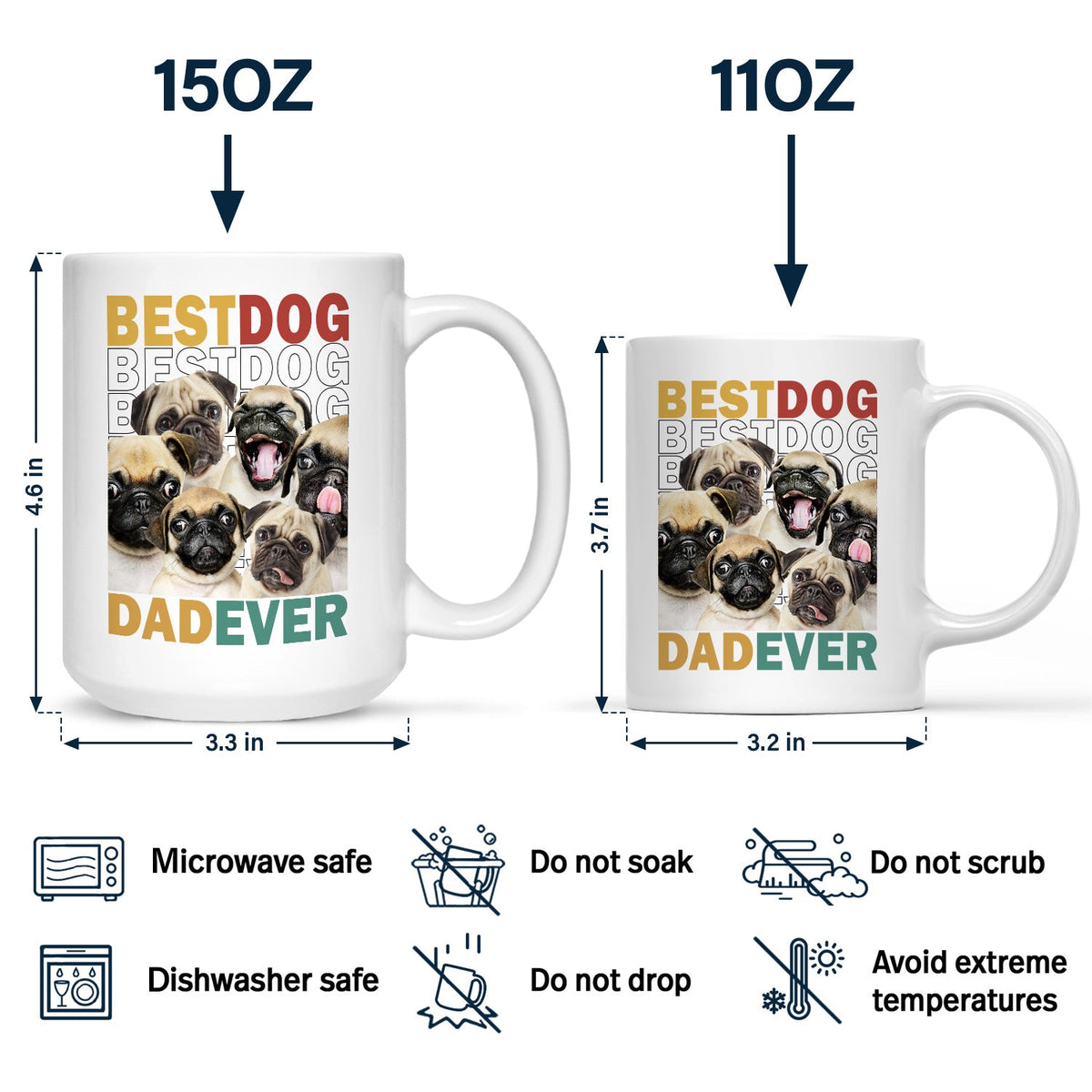 Custom Photo Best Dog Cat Dad Mom Ever - Personalized Mug