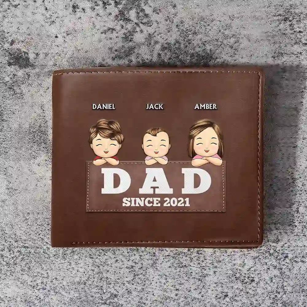 Papa Daddy Since - Personalized Leather Wallet
