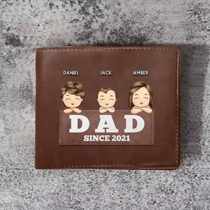 Papa Daddy Since - Personalized Leather Wallet