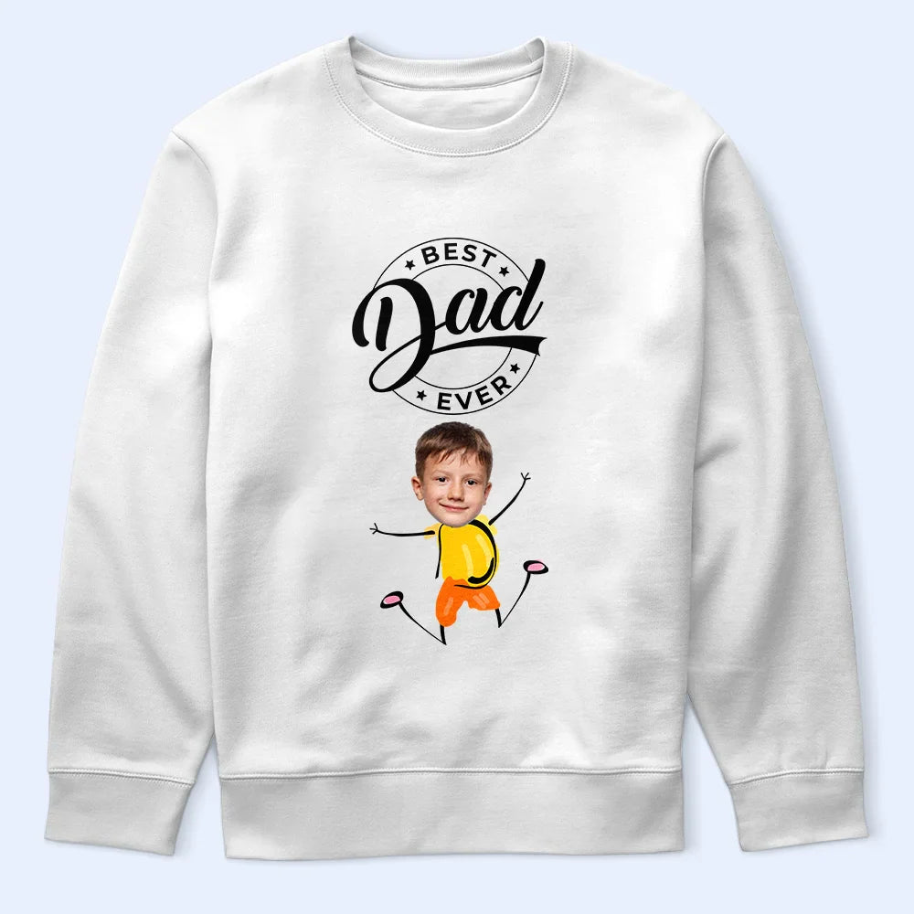 T-shirt personnalisé avec photo « Le meilleur papa de tous les temps » pour enfants dansants