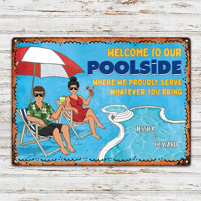 Poolside Good Music - Personalized Classic Metal Signs