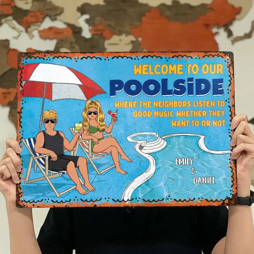 Poolside Good Music - Personalized Classic Metal Signs