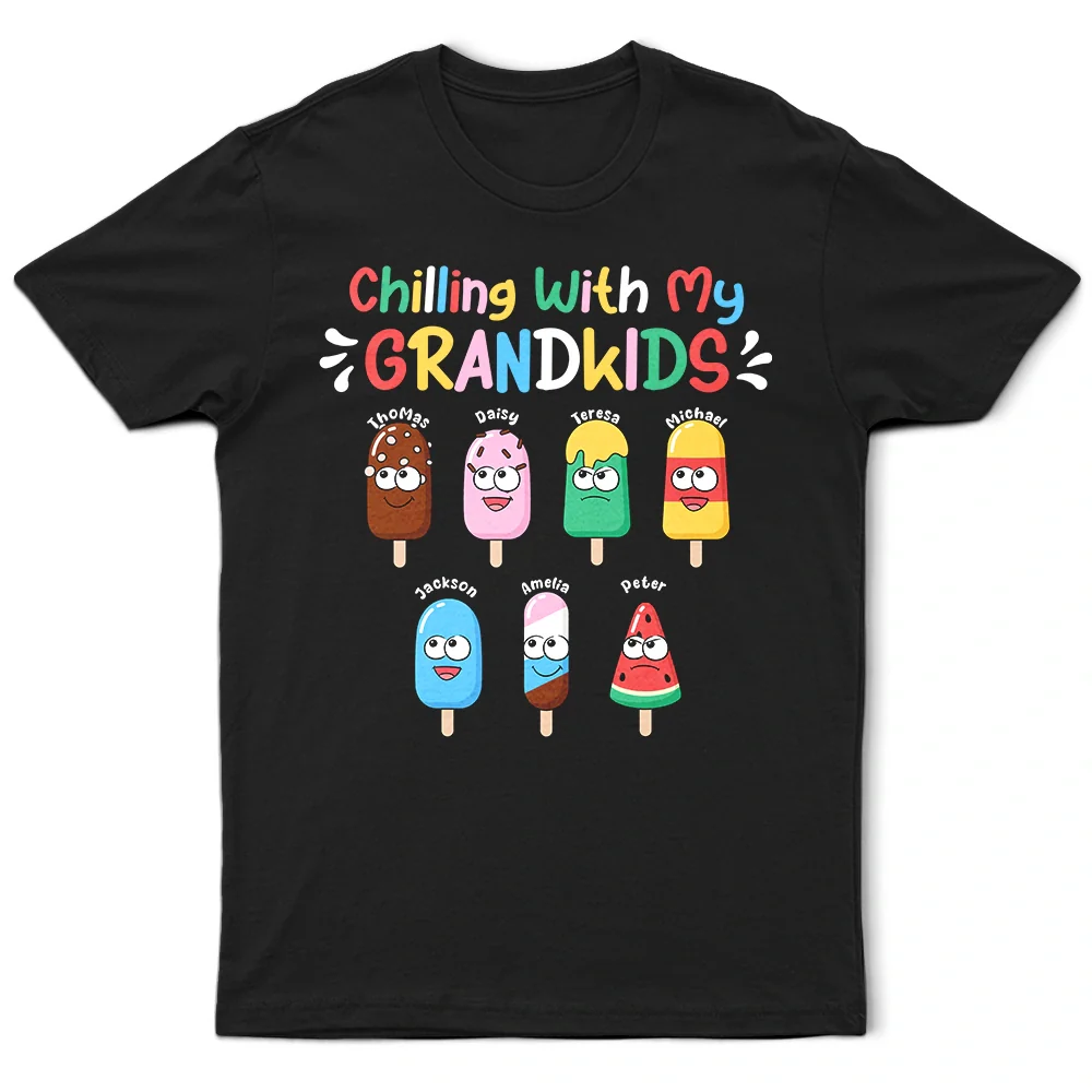 Chilling With My Grandkids - Personalized T Shirt